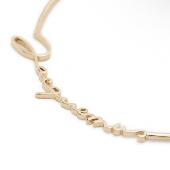 NEW Jacquemus Gold Cursive Script Logo Open Large Hoop Earrings $350 MSRP - Picture 3 of 12